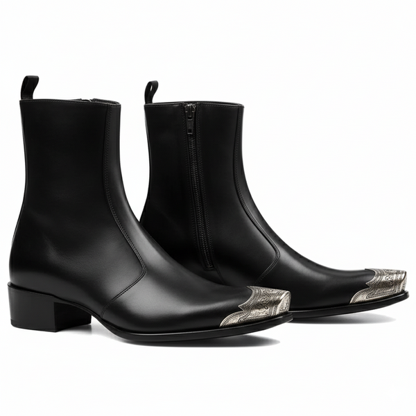 Side Zip Boot with Silver Toe