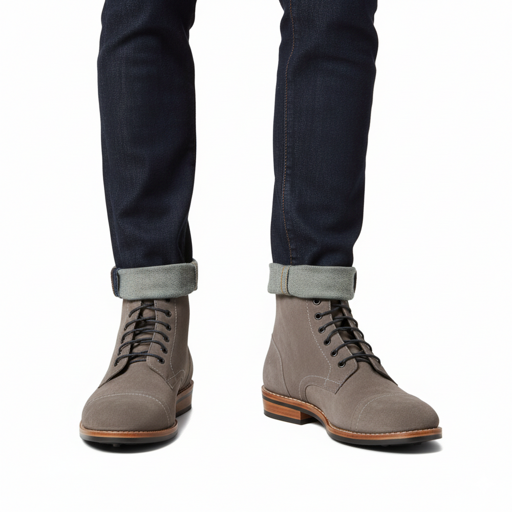 Men Solid Mid Top Suede Leather Ankle Boot