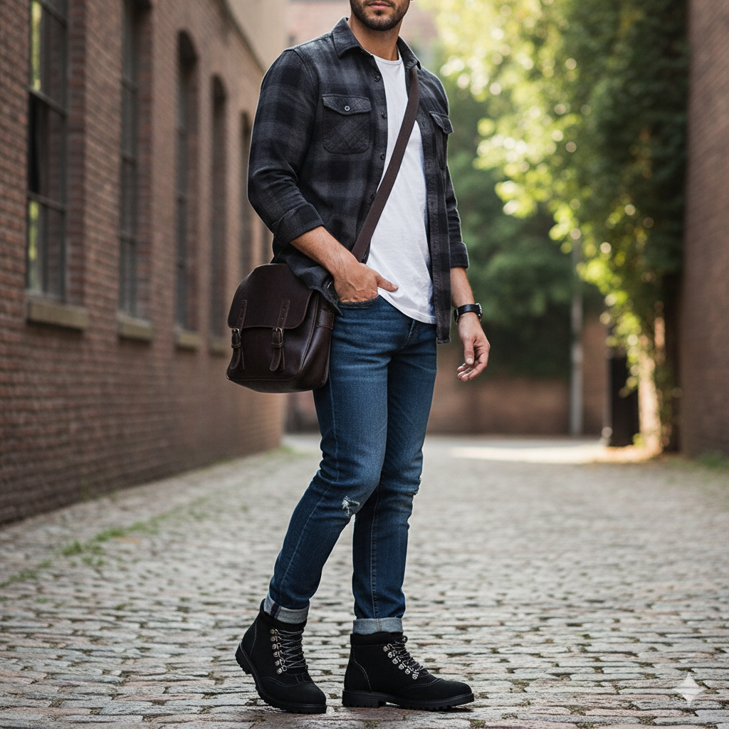 Men Suede Leather Fashion Hiking Ankle Boots