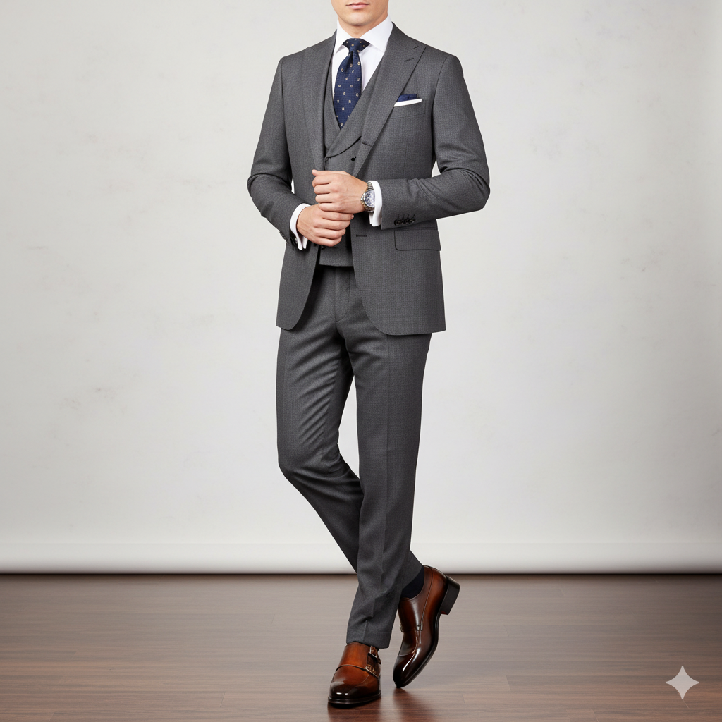 Men Cap-Toe Double Strap Brown Monk Shoe