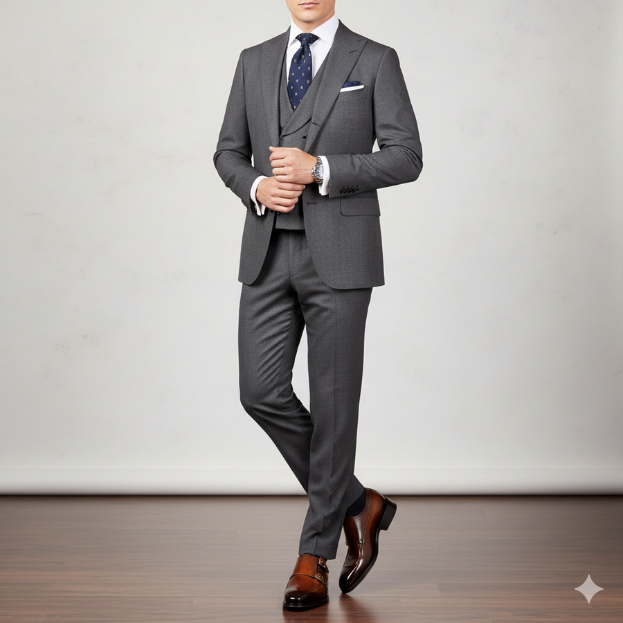 Men Cap Toe Double Strap Brown Monk Shoe