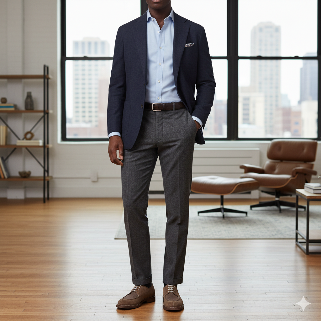 Blucher Suede Leather Derby Shoes