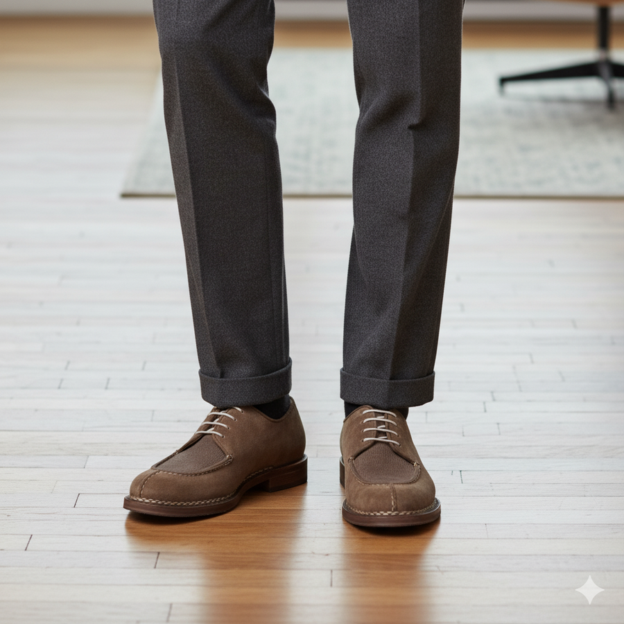 Blucher Suede Leather Derby Shoes