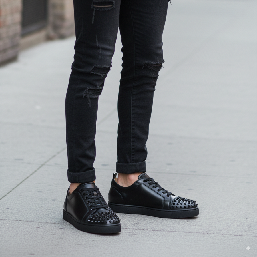 Men Casual Leather Lace Up White Sneaker