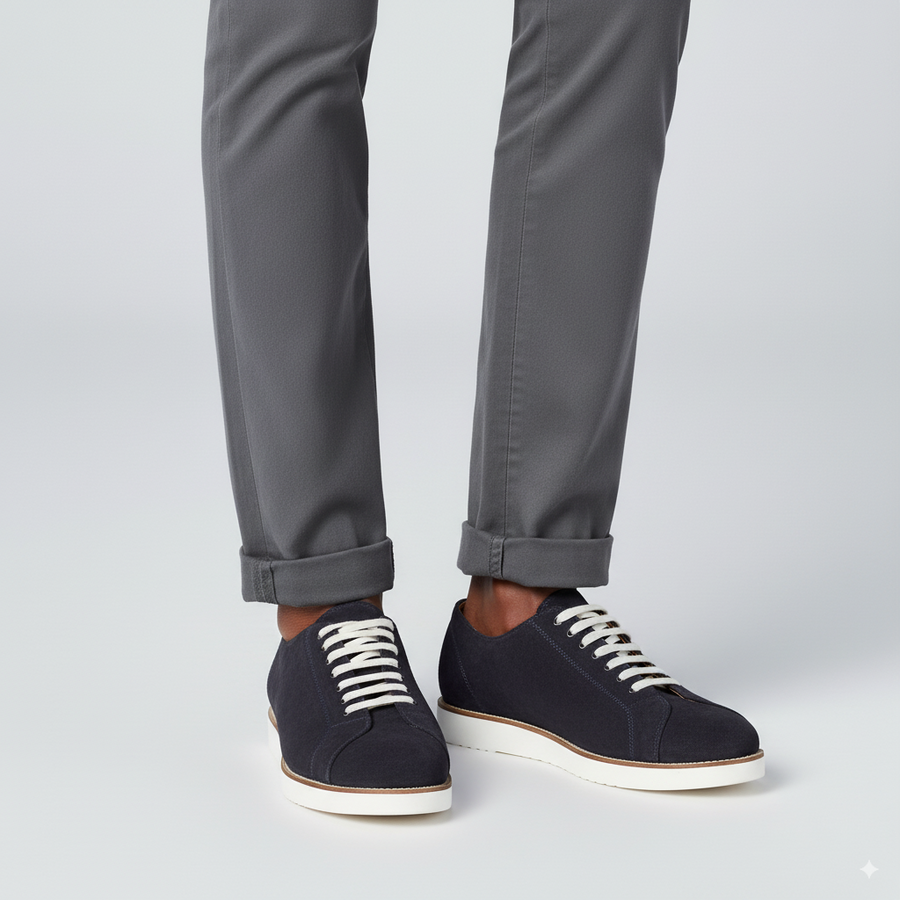 Classic Handmade Suede Lace Up Blue Sneaker
