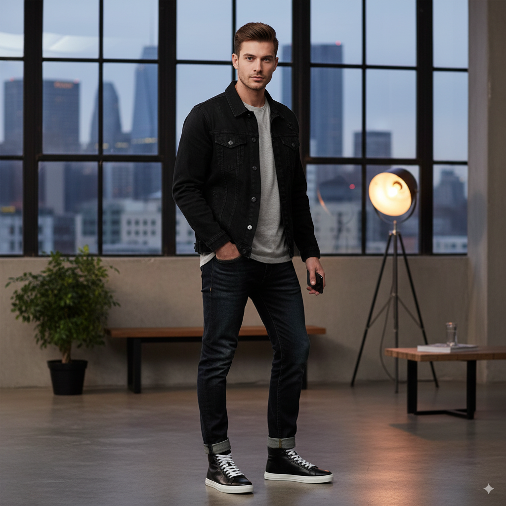 Men Lace Up Leather Handcrafted Sneakers