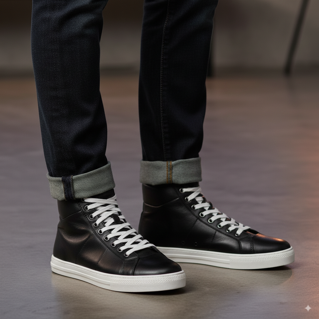 Men Lace Up Leather Handcrafted Sneakers