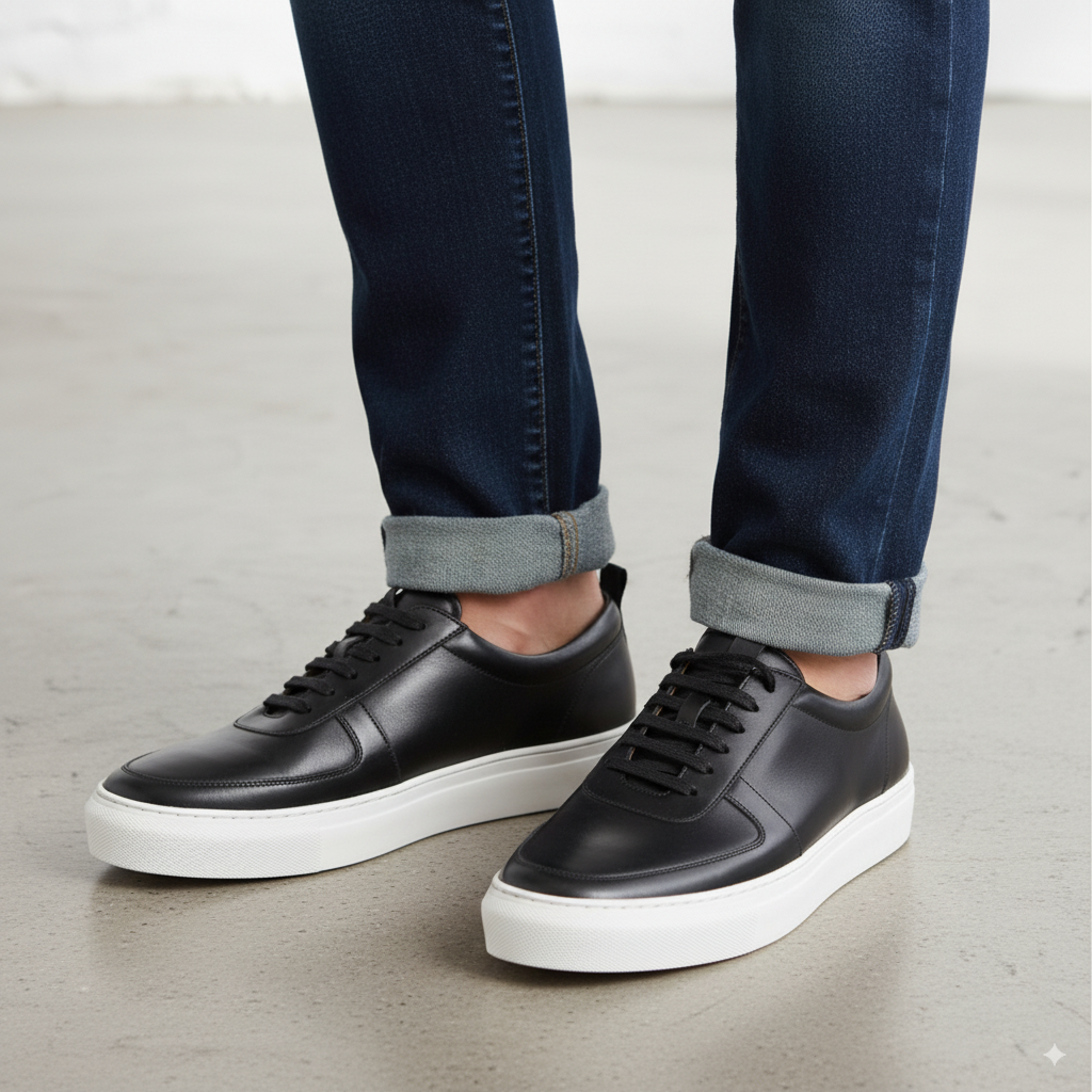 Men Casual Leather Lace Up Sneakers