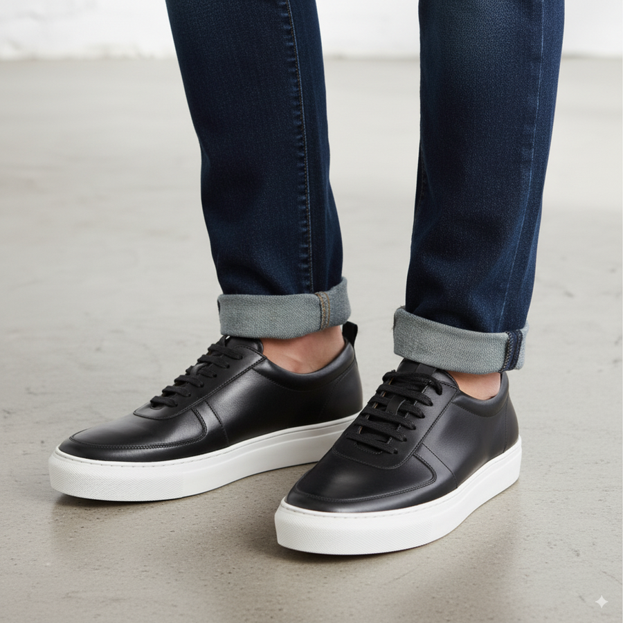 Men Casual Leather Lace Up Sneakers