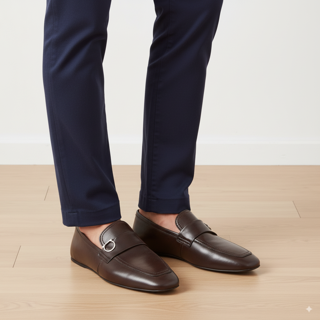 Plaque Leather Loafers