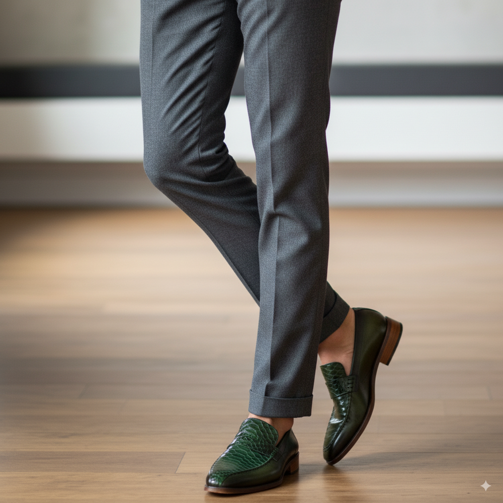 Men Textured Stylish Leather Saddle Loafers
