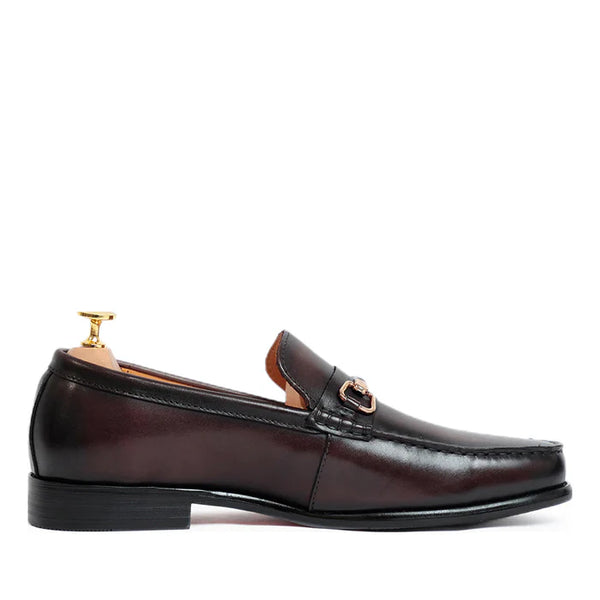 Burgundy Horsebit Slip On Loafers - Coffee
