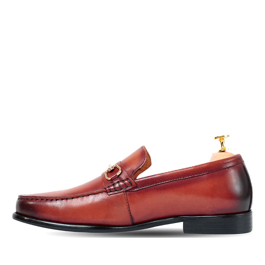 Brown Horsebit Slip On Loafers