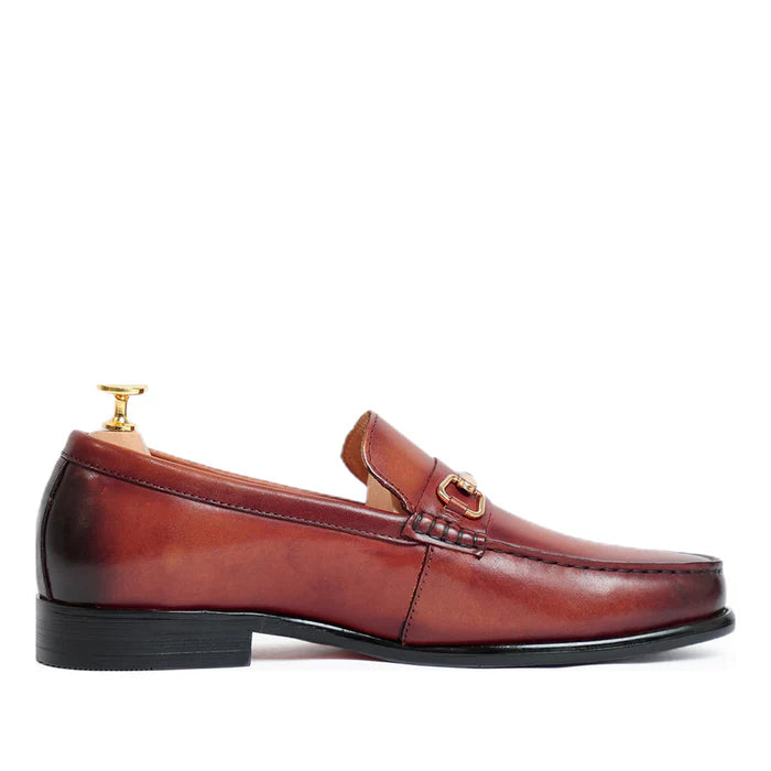 Burgundy Horsebit Slip On Loafers