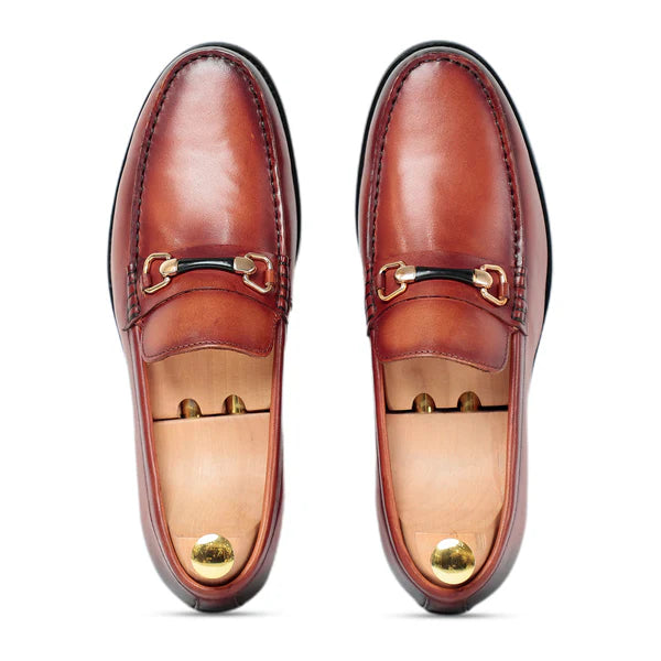 Burgundy Horsebit Slip On Loafers