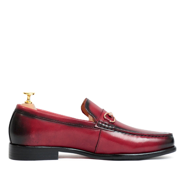 Burgundy Horsebit Slip On Loafers - Burgundy