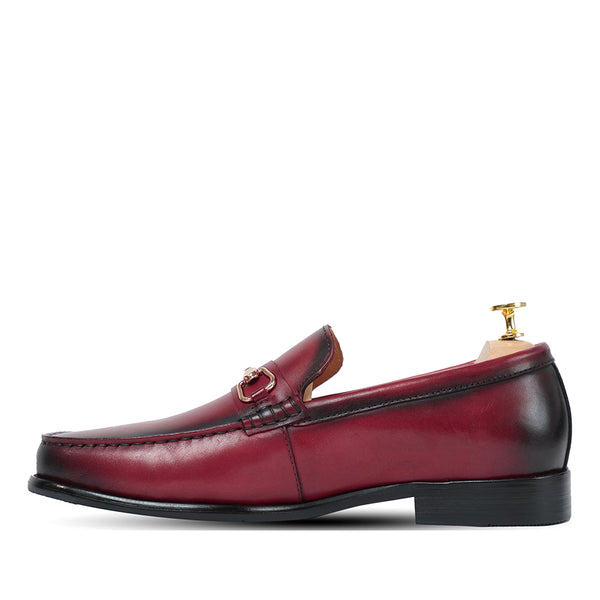 Burgundy Horsebit Slip On Loafers