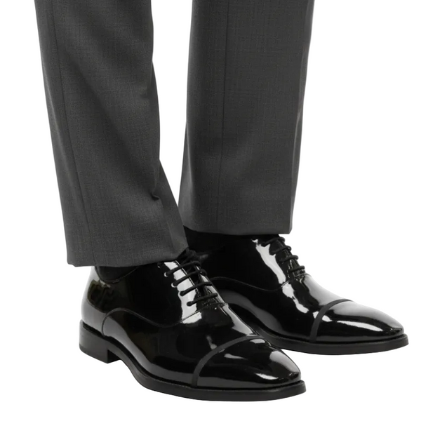 Gloss Patent Cap-Toe Italian Oxford Shoes