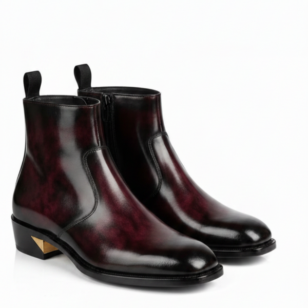 Glossy Hand-finished Italian Leather Chelsea Boots