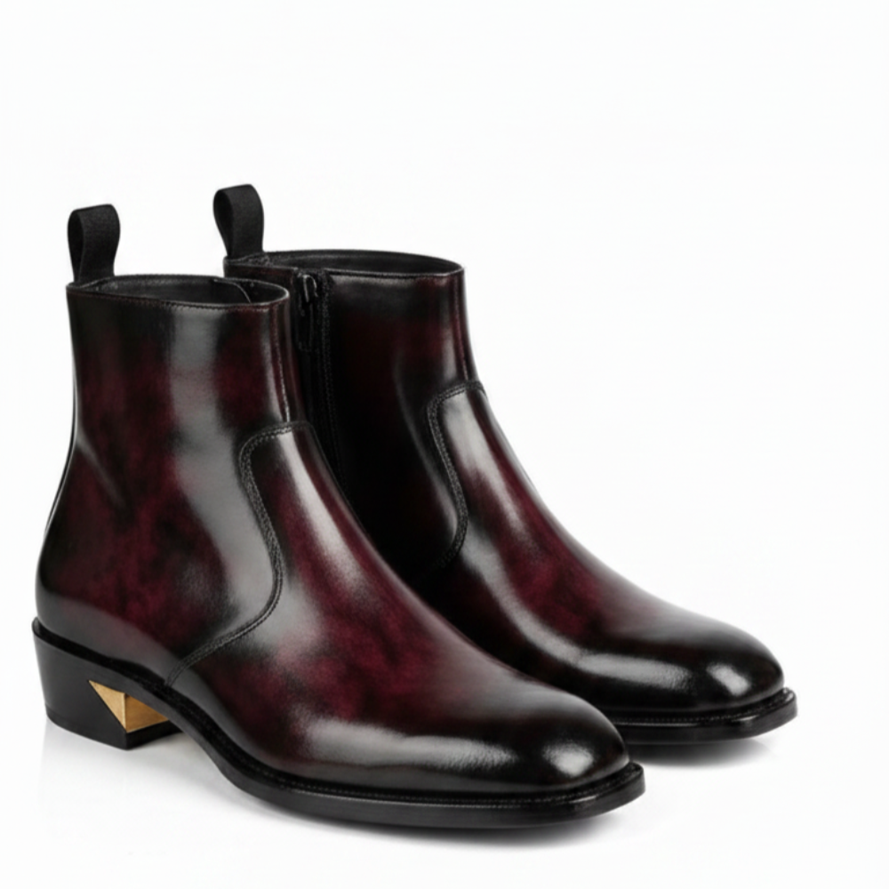 Glossy Hand-finished Italian Leather Chelsea Boots