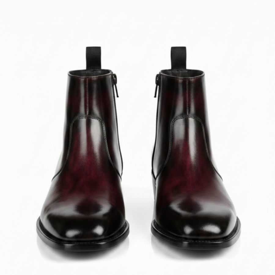 Glossy Hand-finished Italian Leather Chelsea Boots