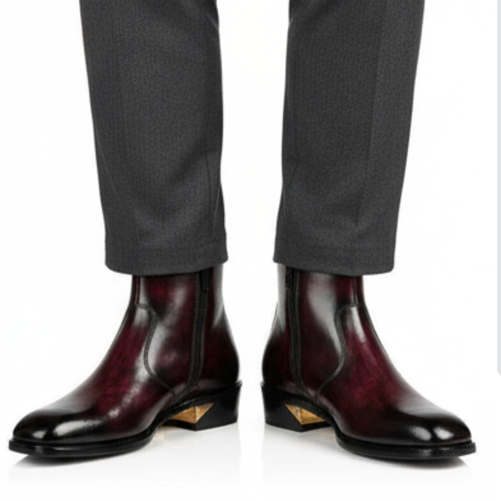 Glossy Hand-finished Italian Leather Chelsea Boots