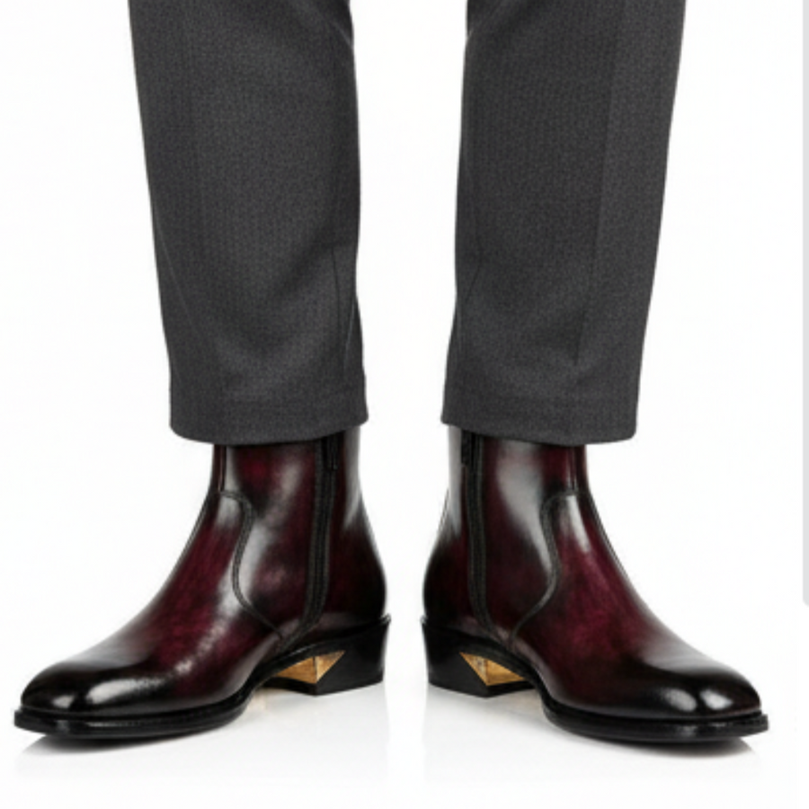 Glossy Hand-finished Italian Leather Chelsea Boots