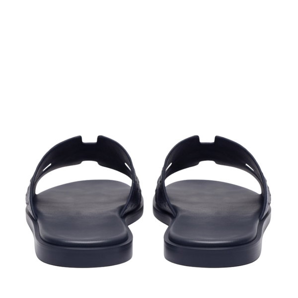 H Cut Ostrich Embossed Leather Slipper