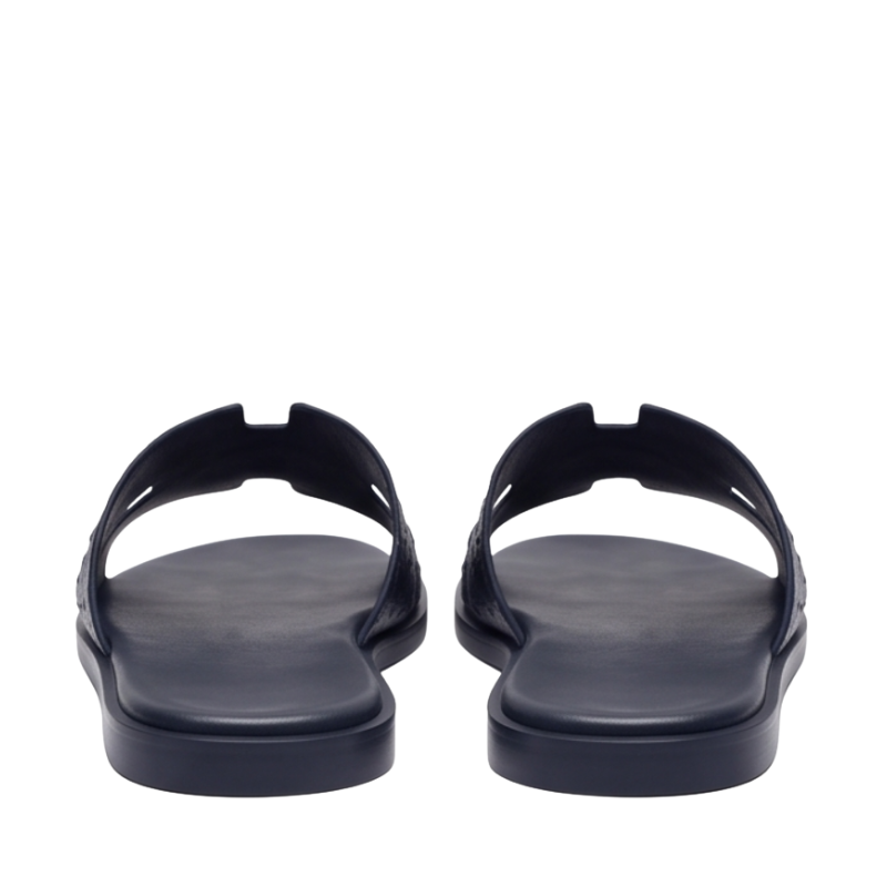 H Cut Ostrich Embossed Leather Slipper