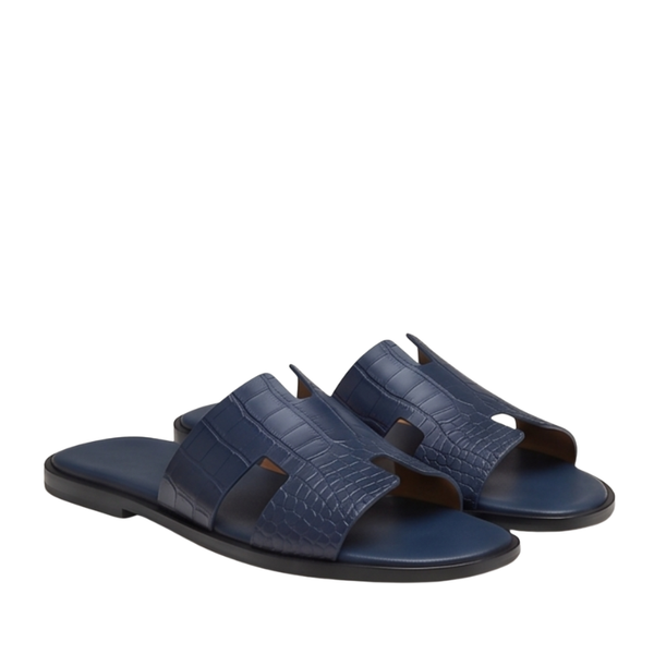 H Style Crocodile Embossed Leather Slipper