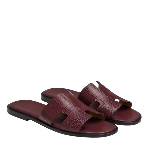 H Style Crocodile Embossed Leather Slipper