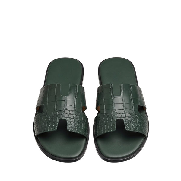 H Style Crocodile Embossed Leather Slipper