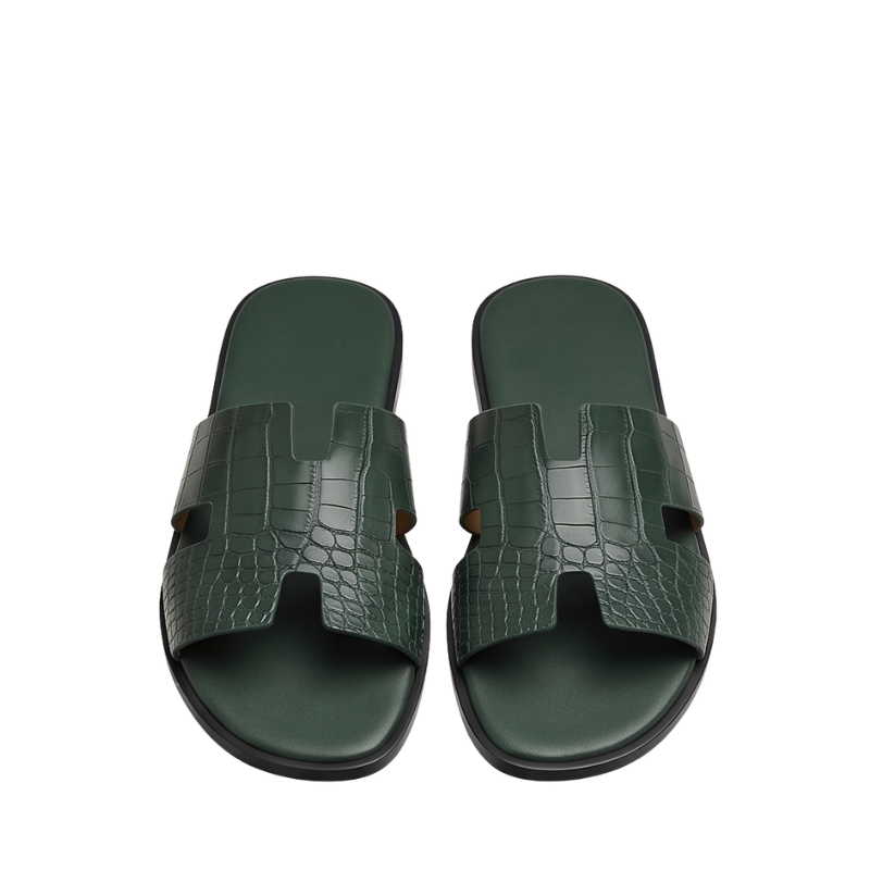 H Style Crocodile Embossed Leather Slipper