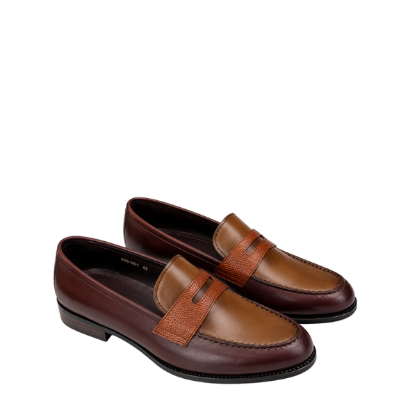 Heritage Contrast Two‑Tone Leather Loafers