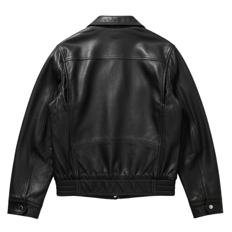 Snap Buckle Gloss Line Leather Jacket