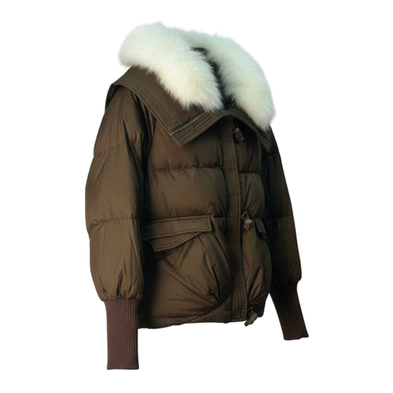 Cocoa Fluff Toggle Puffer Jacket