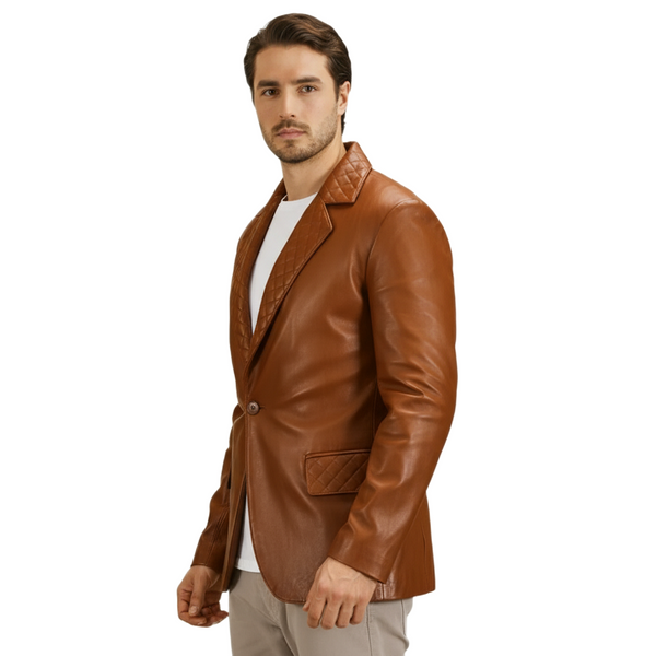 Venare Leather Blazer - Brown