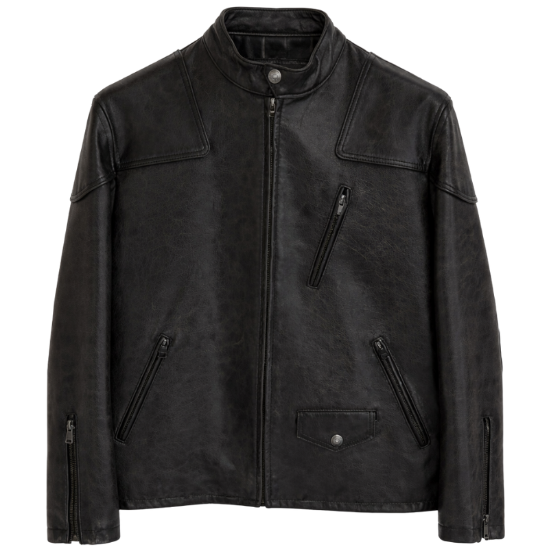 Men s Noir Velocity Moto Leather Jacket