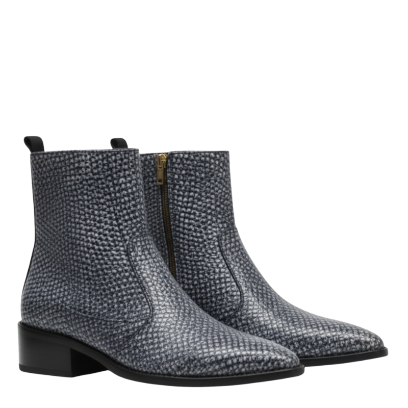 Mens Woven Texture Ankle Boots