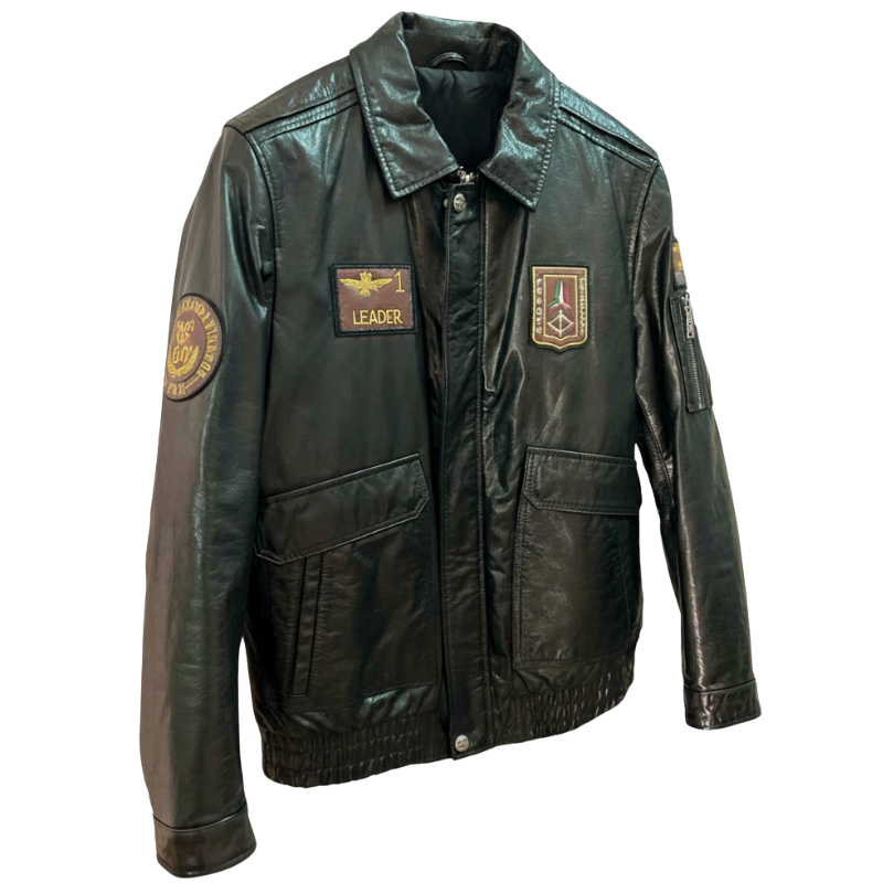 Aero Rank Patch Command Leather Jacket