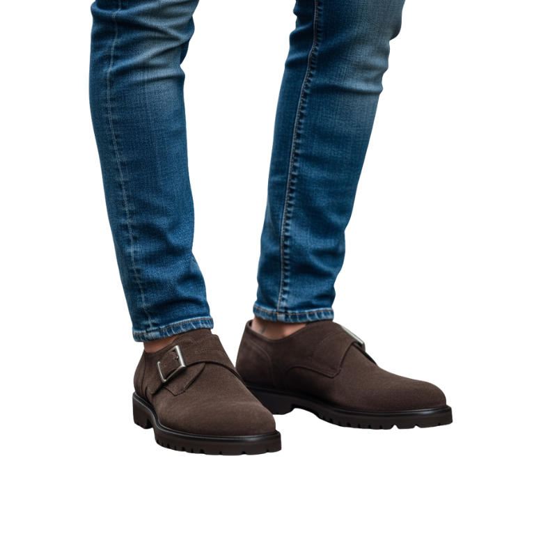 Men's suede single Monk Strap Buckle Shoes
