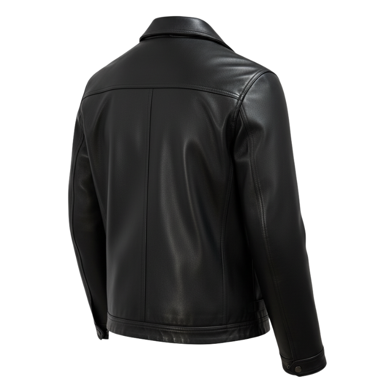 Jet Plaid Zipper Leather Jacket