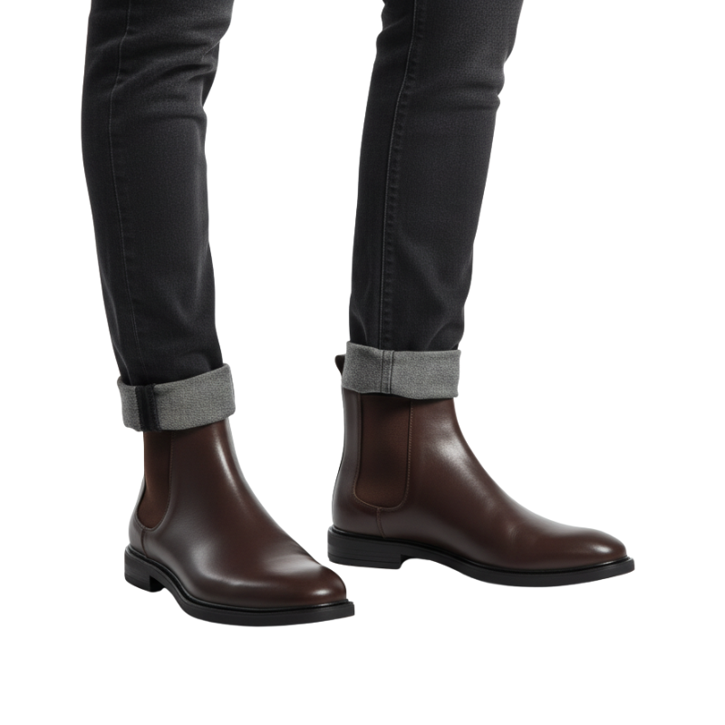 Men's Polished Leather Chelsea Boots