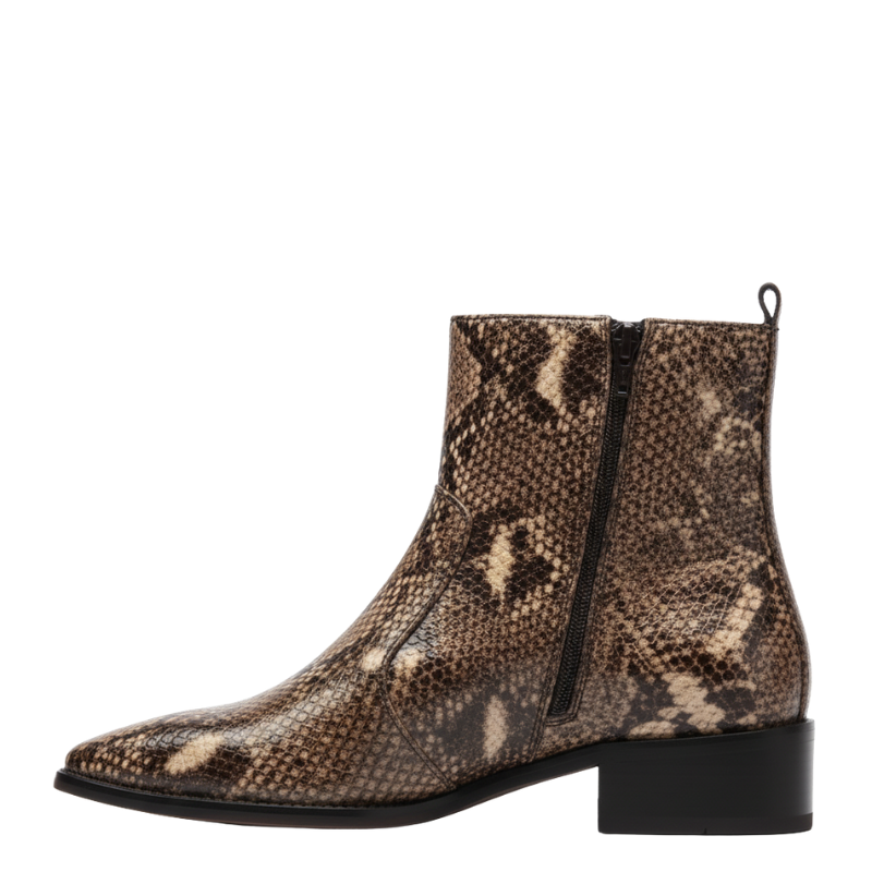 Snakeskin Pointed Ankle Boots