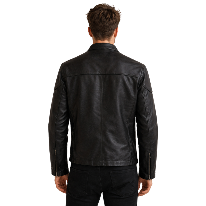 Men s Noir Velocity Moto Leather Jacket