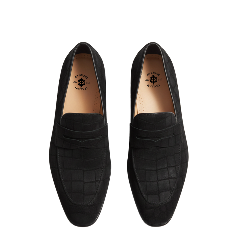 Baron Croc Textured Suede Loafer