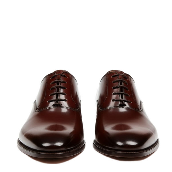 Classic Patina Lace-Up Leather Oxford Shoes - Dark Coffee Brown