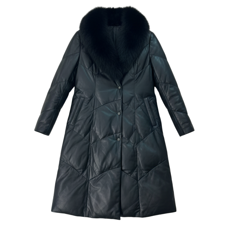 Midnight Fur Shield Leather Coat
