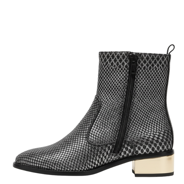Snakeskin Ankle Boots with Metallic Gold Heel