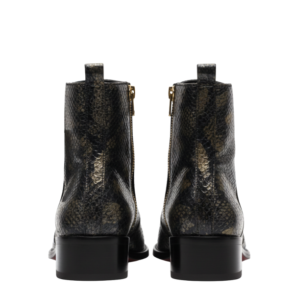 Reptile Texture Pointed Ankle Boots